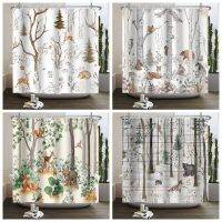 Jungle Animal Shower Curtain Watercolor Design Aesthetic Bathroom Decor for Kid Washable Polyester Fabric Shower Curtain 180x200