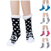 Autumn Winter Women Slippers Home Socks Christmas Cartoon Floor Socks Plush Velvet Non-slip Car Fluffy Warm Socks