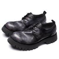 Modern Mens British Style Thick Bottom 5 Cm Casual Soft Leather Oxfords Man Big Head Heightened Wedge Shoes Flatforms