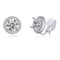 【YF】 8MM10MM Cubic Zirconia Crystal Clip On Earrings Round Non-Pierced For Women Girls