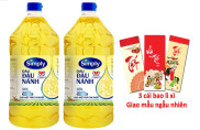 Combo 2 Chai Dầu Ăn Đậu Nành Simply 2L Tặng 3 cái bao lì xì