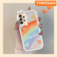 YIWESAN เคส A33ปลอกสำหรับ Samsung 5G A32 A34 5G A54 5G A73 5G เคสแฟชั่นรูปโบว์มอนสเตอร์น้อยดอกทิวลิปสีม่วงเคสนิ่มทนต่อการขัดถูเคสโทรศัพท์โปร่งใส TPU ซิลิกาเจลเลนส์กล้องถ่ายรูปฝาครอบป้องกัน