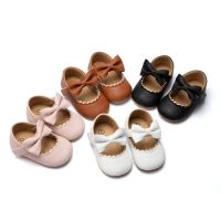 KIDSUN Baby Princess Shoes Infant Bow Garden Shoes Versatile Non-Slip Rubber Soft Sole Flat PU First Walker Newborn Manor Style