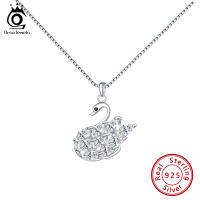 ORSA JEWELS Luxury Swan Pendants 925 Sliver Necklaces With AAAA Cubic Zircon Chain Necklace for women Jewelry 2021 OSN177