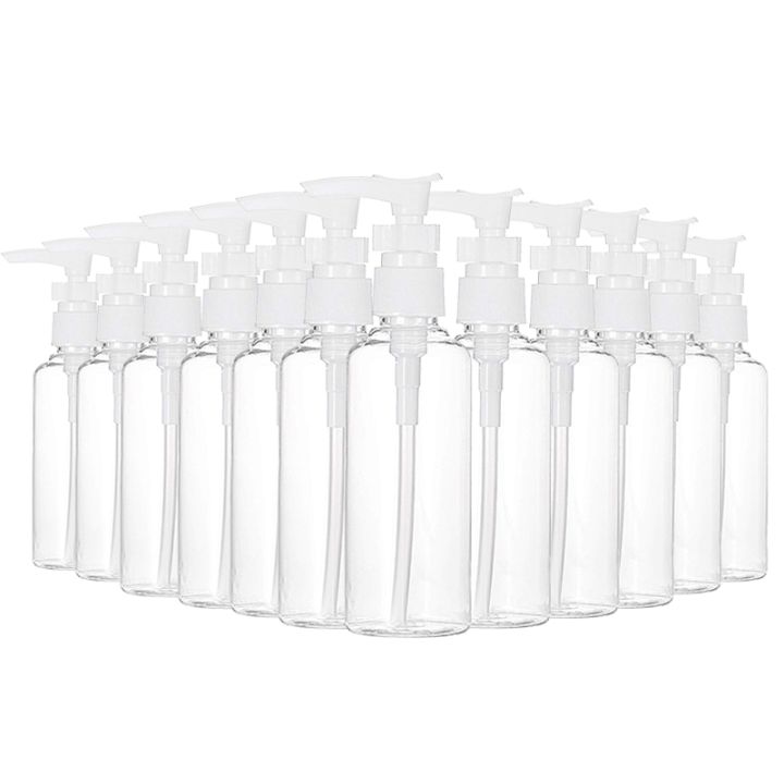 12-pack-3-4oz-100ml-transparent-travel-bottles-pump-bottle-lotion-dispenser-bottle-for-water-massage-oil-shampoo