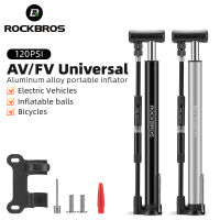 ROCKBROS 120Psi ที่สูบลมยางจักรยานแบบพกพาที่สูบลมจักรยานเครื่องสูบลมพร้อมมาตรวัด AV FV Schrader Presta ปั๊มวาล์วอุปกรณ์เสริมการปั่นจักรยาน