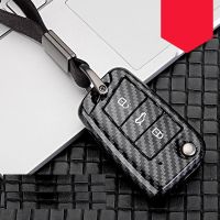 ✟◎◘ Glossy Carbon fiber ABS Car Key Case Cover For Volkswagen Polo Golf 7 Tiguan For Skoda Octavia Kodiaq Karoq For SEAT Leon