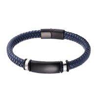 【CW】 Fashion Black/Brown/Blue Leather Magnetic Clasp Male Exquisite 19/21/23cm