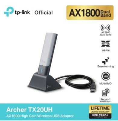 TP-Link Archer TX20UH ตัวรับสัญญาณ WiFi6 แบบ 2 คลื่นความถี่ AX1800 High Gain Wireless USB Adapter เพื่อการเชื่อมต่อ WiFi