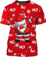 Womens Mens 3D Graphic Printing Santa Claus in Ho Ho Ho and Snowflakes Pattern Novelty Short Sleeves T Shirt for Adults