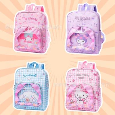 Sanrios Kawaii Hello Kittys Cinnamoroll Kuromi My Melody Cartoon Cute Leather Transparent Childrens Backpack School Bag