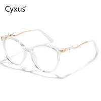 Cyxus สี่เหลี่ยมผืนผ้าแว่นตากันรังสีสำหรับผู้หญิง,ป้องกันแสงสีฟ้าแว่นตาคอมพิวเตอร์ผสมกรอบโลหะ TR90แขนแว่นตาบานพับ8063