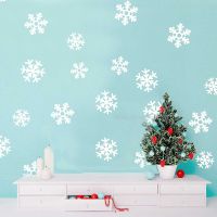 Creative Snow White Snowflake Wall Stickers Kids Rooms Shop Window Home Decor Merry Christmas Wall Decals Vinyl Mural Art LL2103