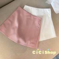 albertt Cicishop(2313)กระโปรงกางเกงขาสั้นแต่งกระดุมข้าง ซิปหลังผ้านิ่มลื่นใส่สบายใส่ได้ทุกลุค