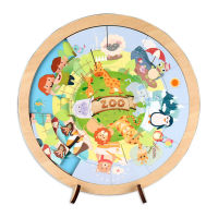 New Creative Circular Cartoon Puzzle Childrens Educational Toys Kindergarten Early Education Wooden Teaching Aids Puzzle Toys