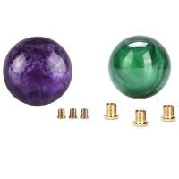 2Set Marble Style Round Ball Gear Shift Knob Acrylic With 3 Adapter For Manual Car Purple Dark Green