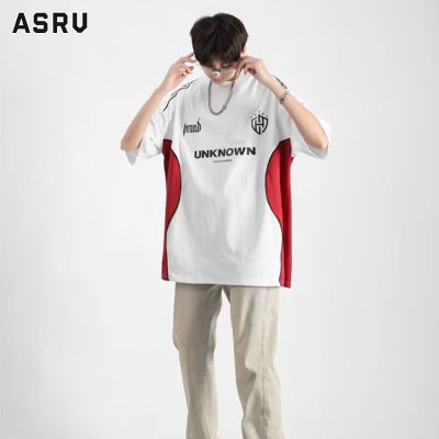 ASRV เสื้อยืดผู้ชาย เสื้อผ้าผู้ชาย t shirt for men เสื้อยืดแฟชั่นของผู้ชายคอกลมทรงหลวมเรียบง่ายแขนสั้นพิมพ์ลายตัวอักษรสำหรับฤดูร้อน