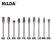 【✔In stock】 KKP HAPPY STORE Hilda 10Pcs หันปัดทำมาจากคาร์ไบด์ชุดโรตารี่อุปกรณ์เจาะขนาดเล็กเจาะ Dremel Burrs ทังสเตน Sharpening ดอกสว่าน