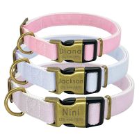 Personalized Dog Collars Durable Cotton for Small Large Dogs Free Engraved Nameplate for Rottweiler Poodle