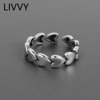 LIVVY Silver Color Love Heart Connecting Ring Female Fashion Charm Temperament Elegant Couple Gift Dropshipping Trendy