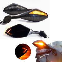 Evomosa Motorcycle LED Turn Signals Mirror Lights Rearview Mirrors for Kawasaki Ninja 250 500 Zx 6r 10r 12r Zx-14 Zx-rr Zx600 Mirrors