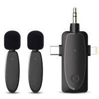 3in1 Wireless Lavalier ไมโครโฟนสำหรับกล้องสมาร์ทโฟนแล็ปท็อป2.4G ไมโครโฟนไร้สายพร้อมลดเสียงรบกวนสำหรับ Type-C 3.5มม.