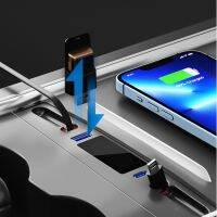 USB Telescopic Hub Docking Station for Model 3 Y 2021-2023 Central Console Fast Charging