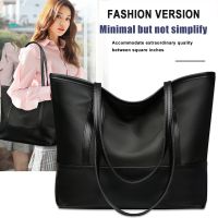 Fashion PU Leather Splicing Commuter Totes Simple Oxford Women Shoulder Handbags Popular Simple Female Daily Bag