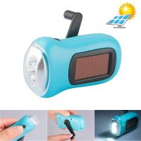 LED Flashlight Hand Crank Solar Powered Rechargeable Survival Gear Self Powered Charging Torch Dynamo for Fishing Boating Hiking Rechargeable  Flashli