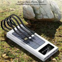 Solar Charger Power Bank Cables Quick Charge Flashlight แบตสำรอง พลังงานแสงอาทิตย์ สายชาร์จเคเบิลในตัว