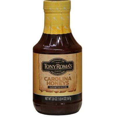 (อาหารนำเข้า) tony romas carolina honey 20 oz ซอสบาร์บีคิวน้ำผึ้ง567กรัม สินค้าผลิตและนำเข้าจากอเมริกา