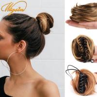 Synthetic Short Straight Claw Clip-on Hair Bun Elastic Band Messy Chignon Hair Extension Hairpiece For Women and Kids