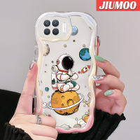 เคส JIUMOO สำหรับ OPPO A93 2020 F17 Pro Reno 4F Reno 4 Lite เคสลายการ์ตูนนักบินอวกาศดีไซน์ใหม่เนื้อครีมกันกระแทกแบบใสนิ่มเคสโปร่งใสลายกล้องถ่ายรูปเรียบง่ายอ่อนโยนฝาครอบป้องกัน