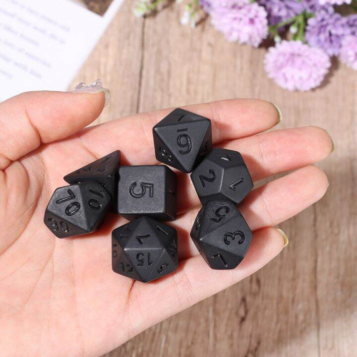 7ชิ้นลูกเต๋าเซ็ทเกมลูกเต๋าสีดำหลายด้านสำหรับลูกเต๋าหลายหน้า-trpg-dnd-สำหรับบอร์ดการ์ดความบันเทิงอุปกรณ์เกมคณิตศาสตร์