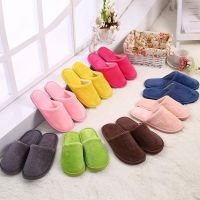 ◄ Men Women Plush House Slippers Warm Soft Flat Shoes Home Indoor Footwear Candy Color Autumn Winter 2022 Shoe Plus Size 45