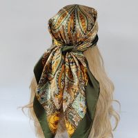 Silk Scarf Scarftop Headwraps For Women Vintage Four Seasons Hair Scarve 90*90cm Hijab Foulard Bandana Femme Headscarf