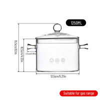 Household Transparent Glass Soup Pot Kitchen Heat Resistant Porridge Pot Home Glass Bowl Glass Stovetop Pot and Pan with Lid