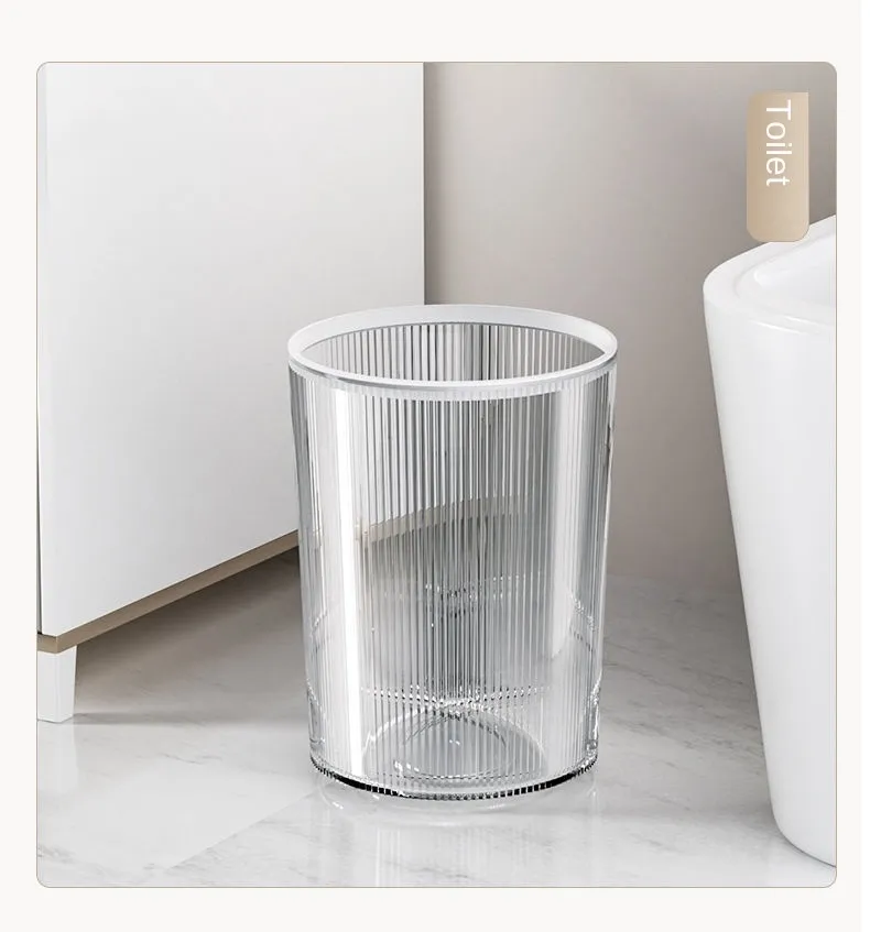 Transparent Trash Can Household Living Room Bedroom Kitchen Bathroom Large  Capacity Office with Pressure Ring Small Paper Basket