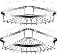 YJ438 ขายร้อน - / ชั้นวางของในห้องน้ำชั้นวางของเข้ามุมสแตนเลสไม่มีการเจาะชั้นวางของในห้องน้ำพร้อมตะขออุปกรณ์ห้องน้ำ