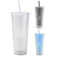 Studded Tumbler Cup 750ml Double-Wall Water Cup Coffee Tumbler Portable Insulated Tumbler Cup with Lid and Straw for Beach Yoga Home Offices Fitness latest