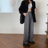 GOOHOJIO 2020 New Autumn Wide Legs Pants for Women Fashionable High Waist Women Pant Oversized Straight Casual Trousers Women