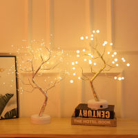 Fairy String Night LED Night Lights Mini Christmas Tree Table Lamp Copper Wire Garland Home Bedroom Gifts Christmas Decoration