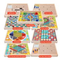 7 in 1 Board Game Set Family Wooden Travel Chess Board Game Set Playing Boards Set with Several Games Fun for Children Adults respectable
