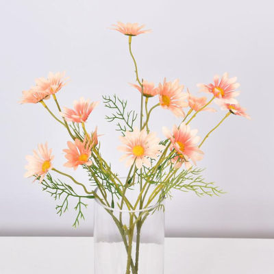 [มอนไลน์] ตกแต่งบ้านแต่งงานดอกคาโมมายล์ปลอมดอกไม้เดซี่ประดิษฐ์5หัว