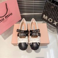 2023 Summer and autumn models buckle with bow female hundred round head miu miuˉflat shoes Mary Jane shoes ballet shoes fairy non-slip breathable