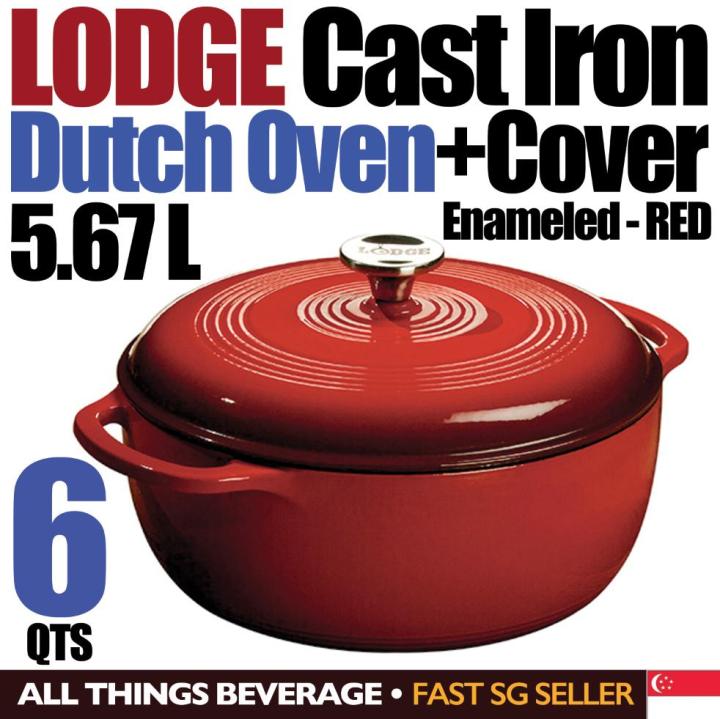 Red 6-qt(5.7-L)Enameled Cast Iron Dutch Oven