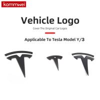 Konnwei Tesla สติกเกอร์โลโก้ สีดําด้าน 3 ชิ้น สําหรับโมเดล Y 2021 2022