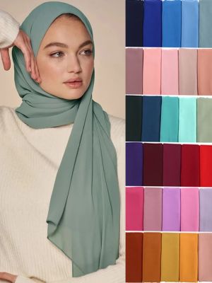 72x175cm Muslim Chiffon Hijab Scarf Shawls Women Solid Color Head Wraps Islamic Hijabs Scarves Ladies Foulard Femme muslim veil