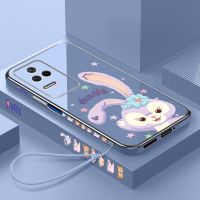 Xiaomi Poco X4 GT POCO F4หรูหราน่ารัก Stellalou ปลอกสแควร์ขอบชุบกลับ TPU Soft Case พร้อม Lanyard Cover