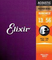 Elixir 12แพ็คสายกีต้าร์โปร่ง Nanoweb Phosphor 16002 16027 16052 16077 16102สำหรับการเล่นไฟฟ้าอุปกรณ์กีตาร์เบสเพลงร็อคยอดนิยม